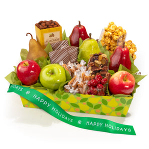 Happy Holidays Orchard Delight Fruit and Gourmet Basket