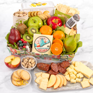 Christmas Fruit & Cheese Deluxe Gift Basket