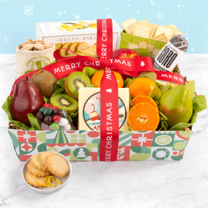 Christmas Fruit & Cheese Deluxe Gift Basket