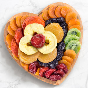 Dried Fruit on Heart Bamboo Serving Tray